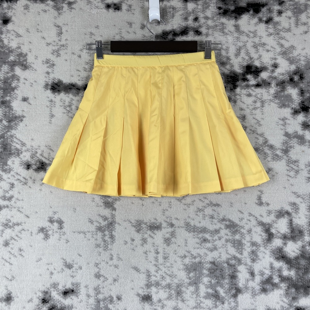 Wimbledon Mini Skirt Womens Size 4 Yellow Pleated‎ Casual Comfort Tennis Active